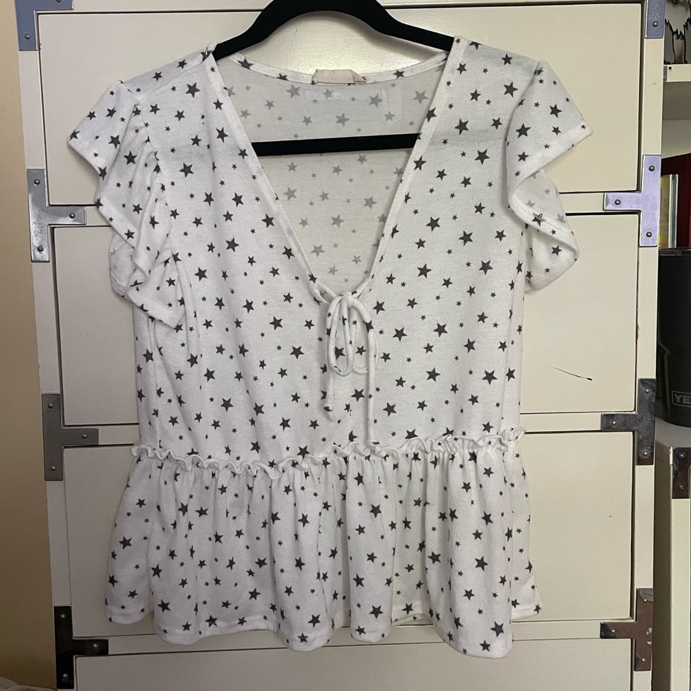 Gray and white star tie top; Altar’d State